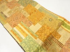 切り嵌め花古典柄模様織出し全通袋帯